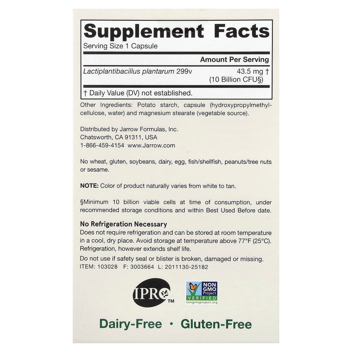 Jarrow Formulas Ideal Bowel Support, 10 Billion CFU, 30 Veggie Capsules - view 2