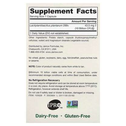 Jarrow Formulas Ideal Bowel Support, 10 Billion CFU, 30 Veggie Capsules - view 2