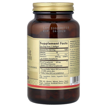 Solgar Vitamin E, 670 mg (1,000 IU), 100 Softgels - view 2