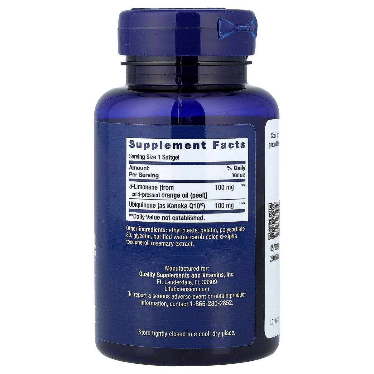Life Extension CoQ10 (Ubiquinone) with d-Limonene, 60 Softgels — alternate product view