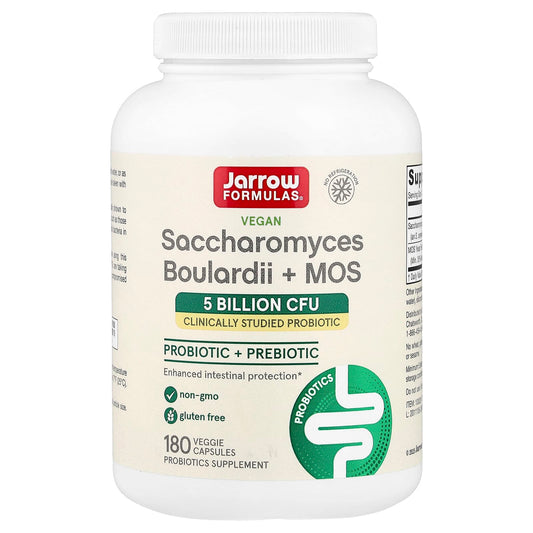 Jarrow Formulas Vegan Saccharomyces Boulardii + MOS 5 Billion CFU 180 Capsules