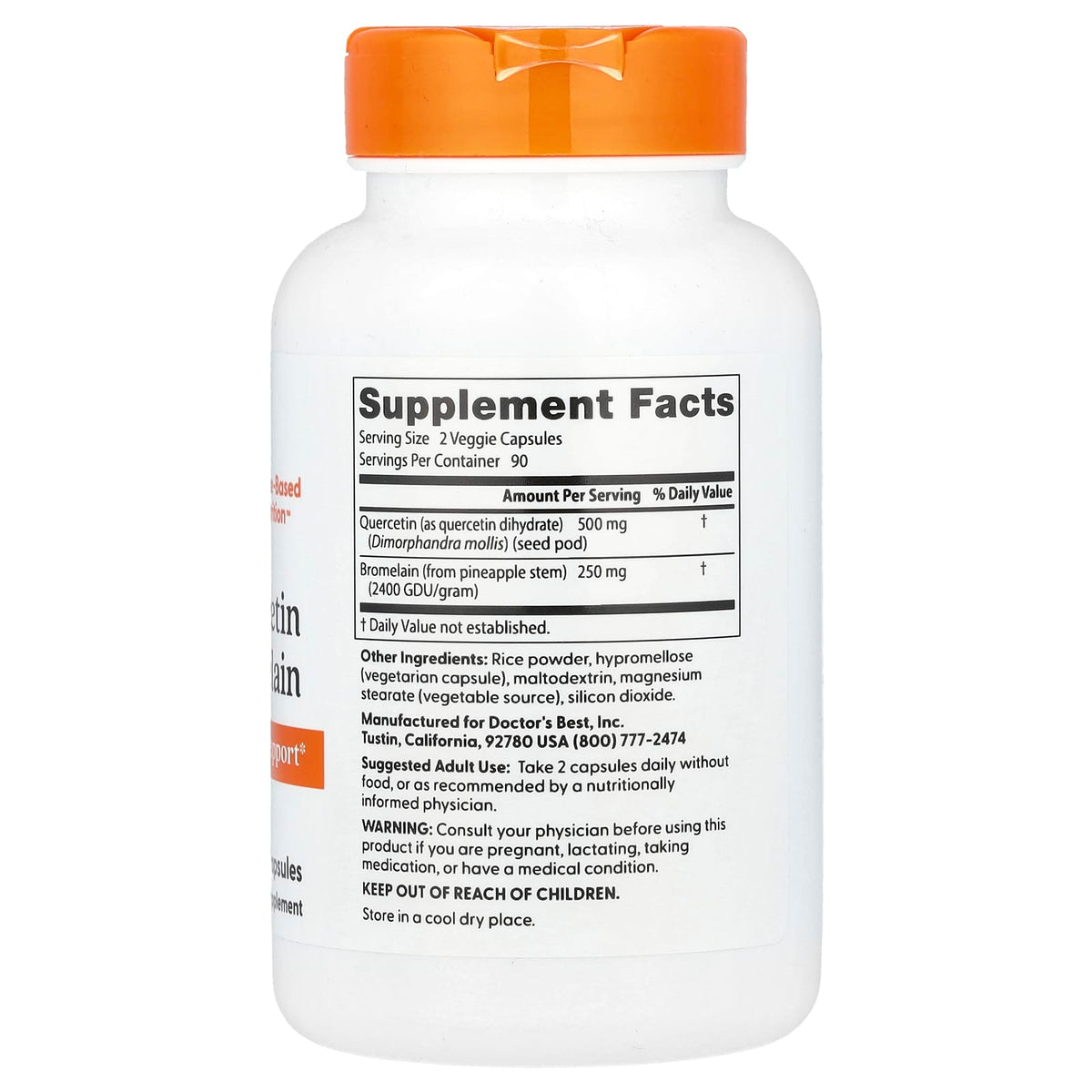 Doctor's Best Quercetin Bromelain, 180 Veggie Capsules - view 2