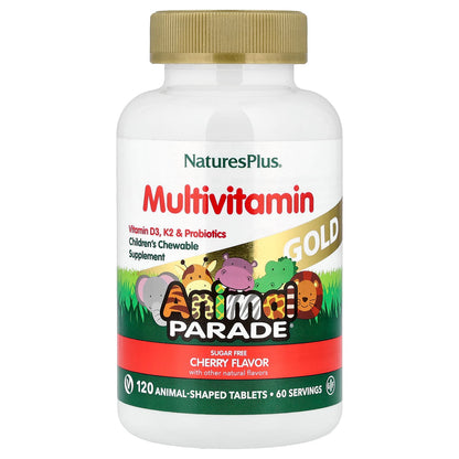 NaturesPlus Animal Parade Gold Children's Multivitamin, Cherry, 120 Chewables