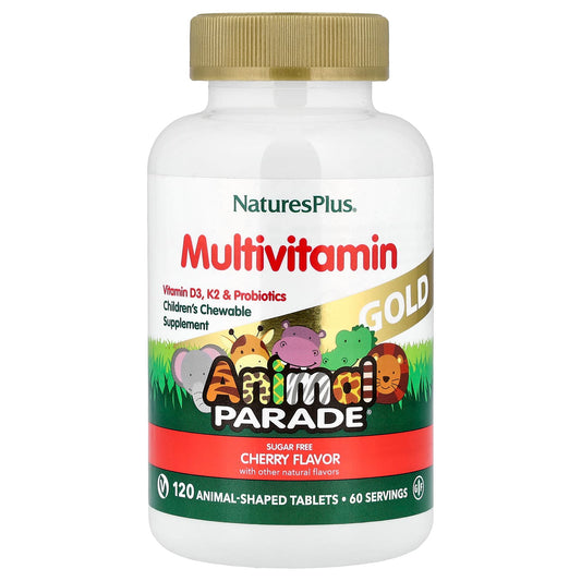 NaturesPlus Animal Parade Gold Children's Multivitamin, Cherry, 120 Chewables