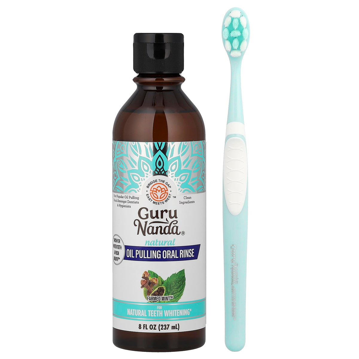 GuruNanda Natural Oil Pulling Oral Rinse, Farmed Mint, 237 ml (8 fl oz)
