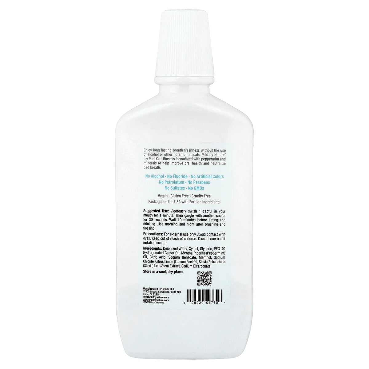 Mild By Nature Fresh Breath Oral Rinse, No Alcohol, Icy Mint, 473 ml (16 fl oz) — alternate product view