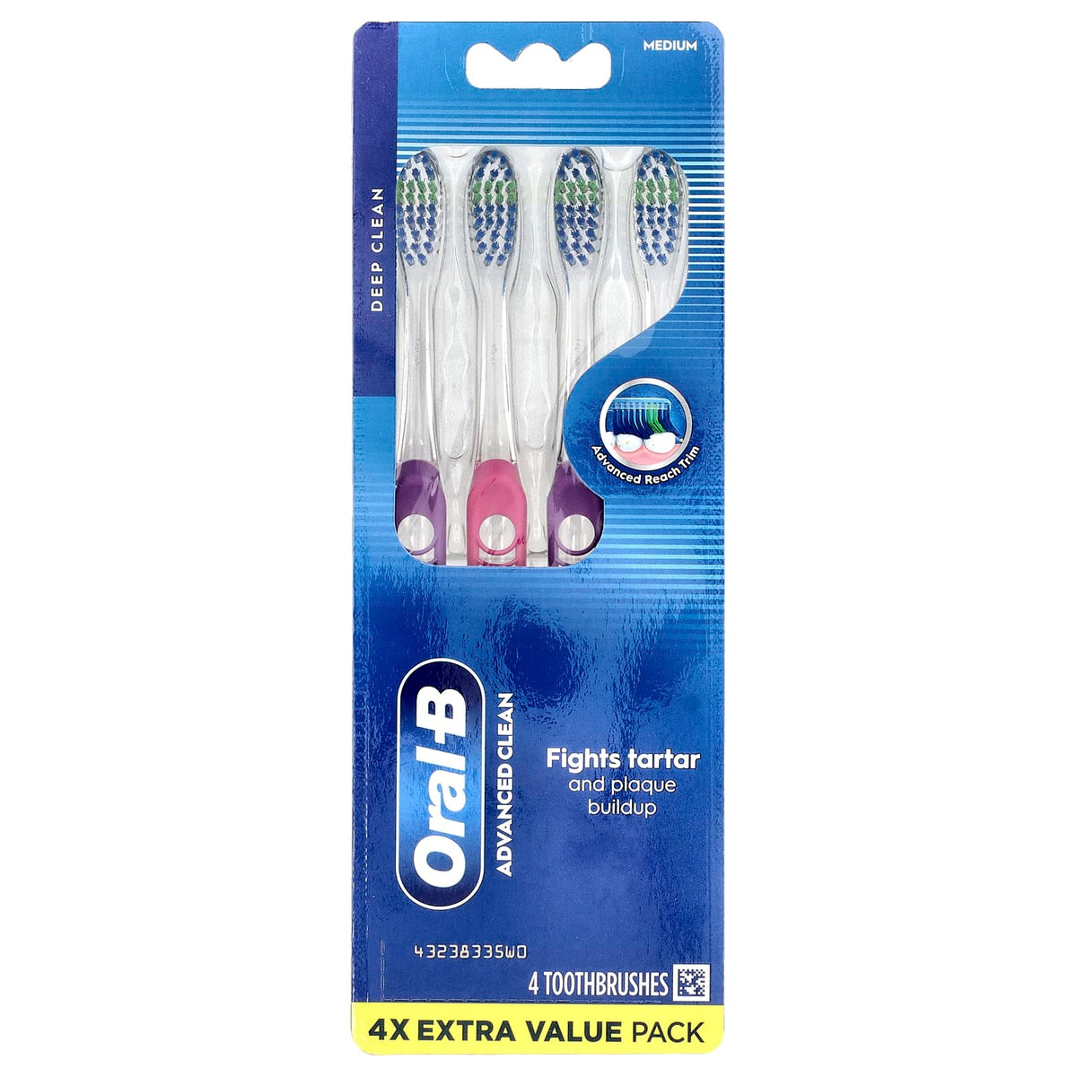 Oral-B Advanced Clean Toothbrush, Medium, Pack of 4 — product view