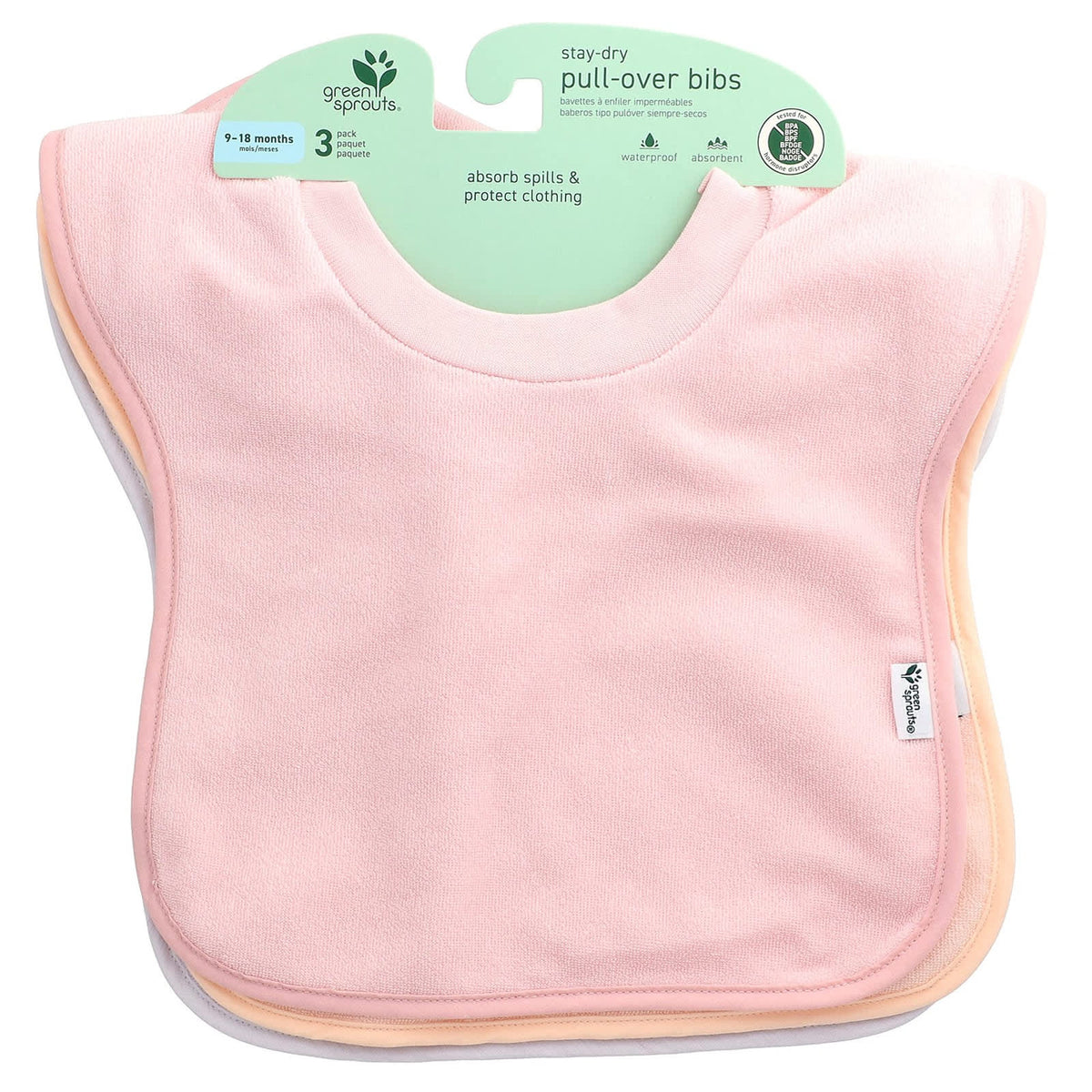 Green Sprouts Stay-Dry Pull-Over Bibs 9-18 Months, Pack of 3 — product view