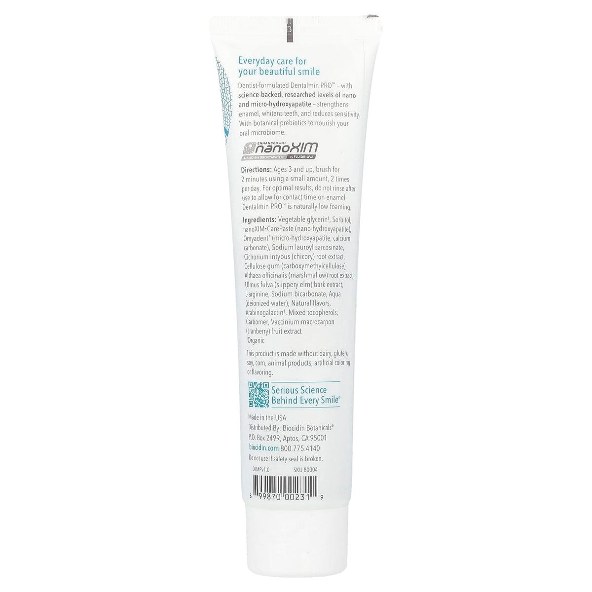 Biocidin Botanicals Dentalmin Pro Remineralizing Toothpaste, Fresh Mint, 100 ml — alternate product view