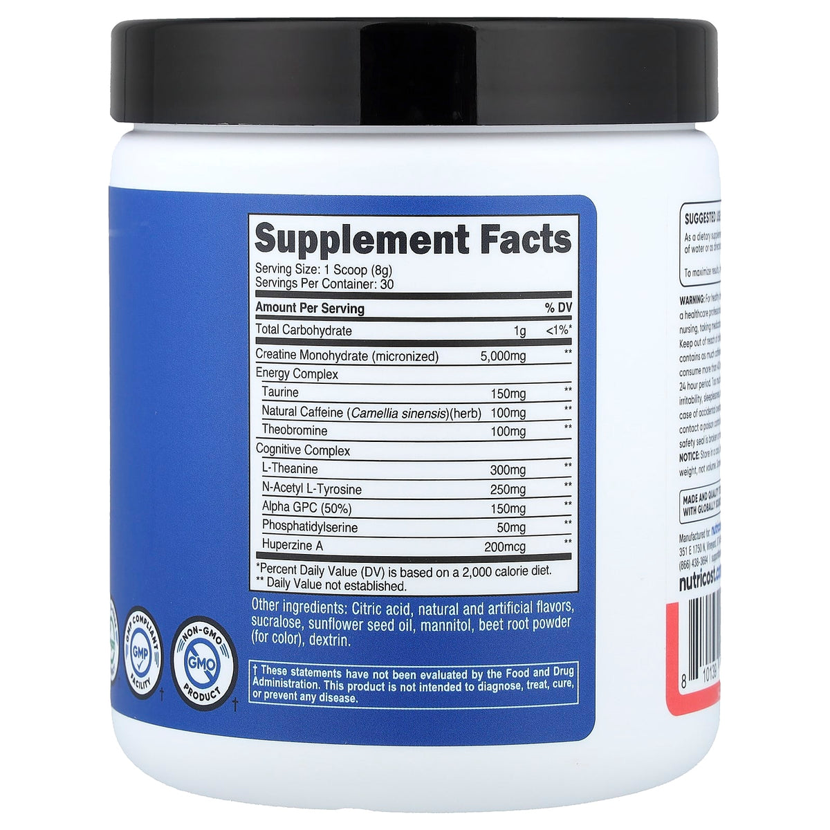 Nutricost Performance Creatine + Energy, Watermelon, 252 g — alternate product view