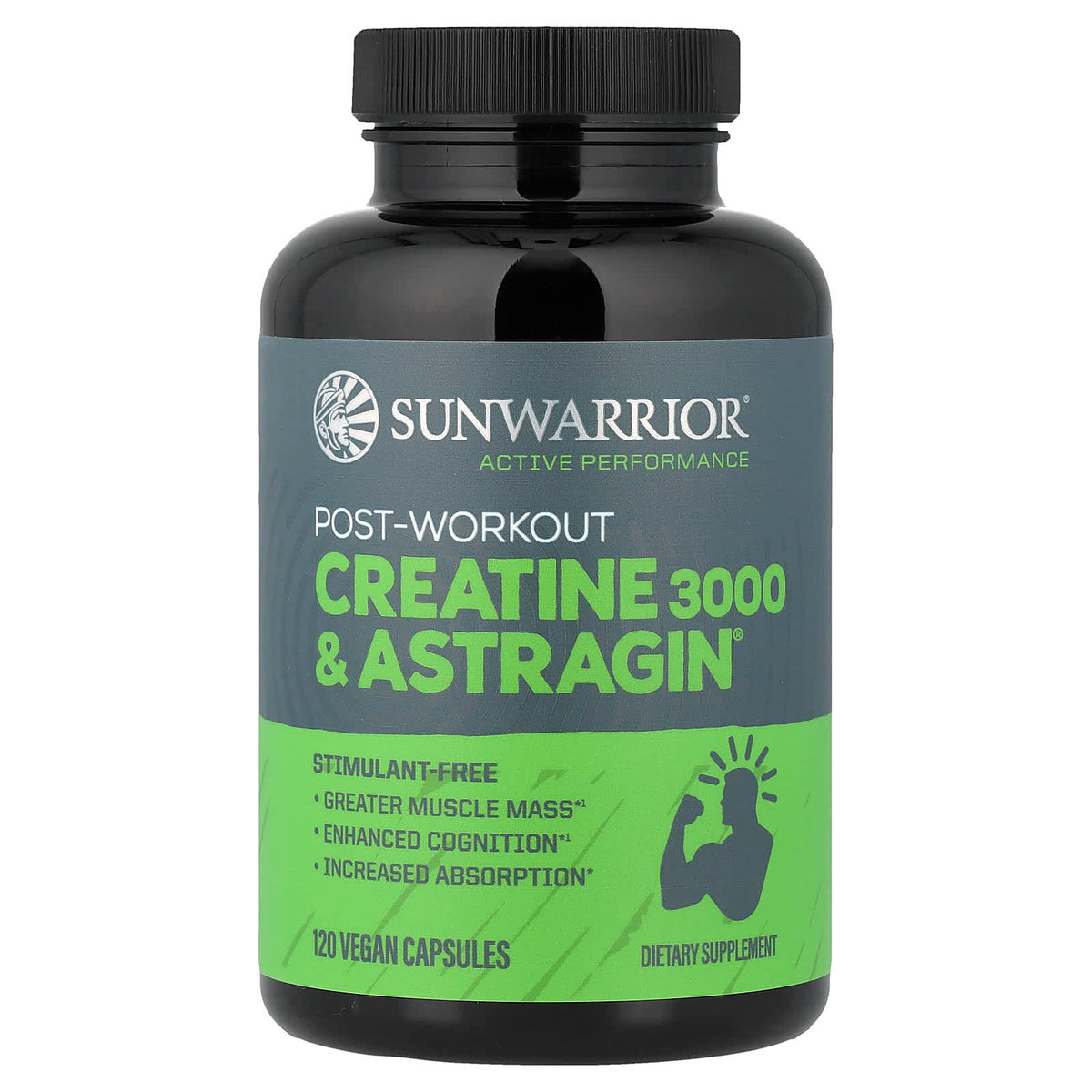 Sunwarrior Post-Workout Creatine 3000 & Astragin, 120 Vegan Capsules - view 3