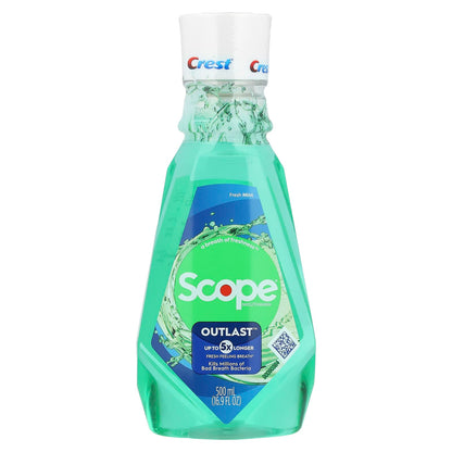 Crest Scope Outlast Mouthwash, Fresh Mint, 500 ml (16.9 fl oz)