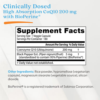 Doctor's Best High Absorption CoQ10, 200 mg, 180 Veggie Caps - view 5