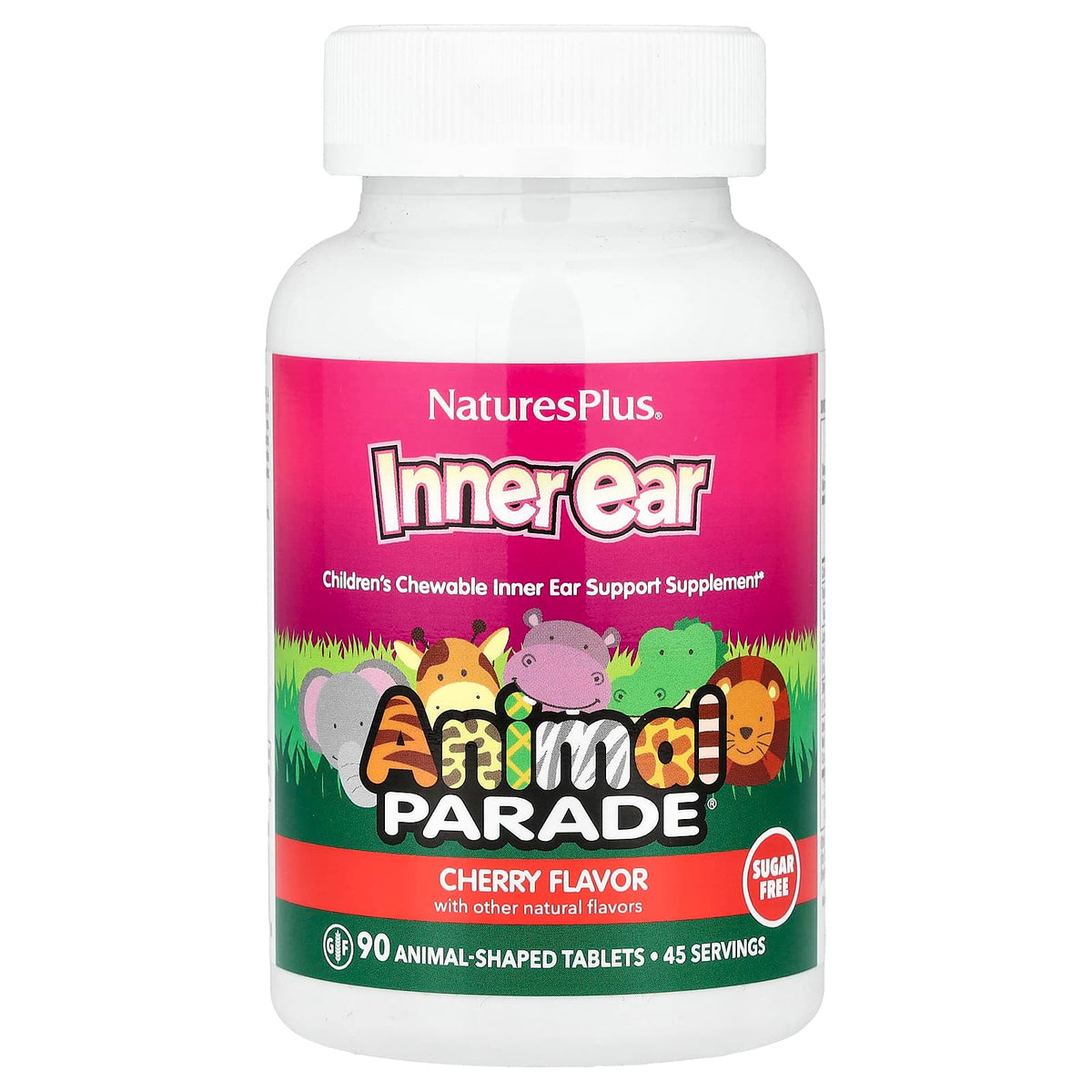 NaturesPlus Animal Parade Inner Ear Children's Chewable, Cherry, 90 Tablets — product view