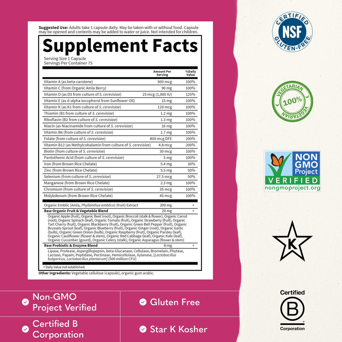 Garden of Life Vitamin Code RAW One Multivitamin for Women, 75 Veg Capsules - view 2