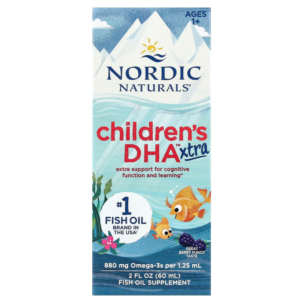 Nordic Naturals Children's DHA Xtra, Ages 1+, Great Berry Punch, 60 ml (2 fl oz) — product view