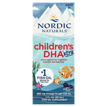 Nordic Naturals Children's DHA Xtra, Ages 1+, Great Berry Punch, 60 ml (2 fl oz)