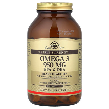 Solgar Omega-3 EPA & DHA Triple Strength 950 mg, 100 Softgels