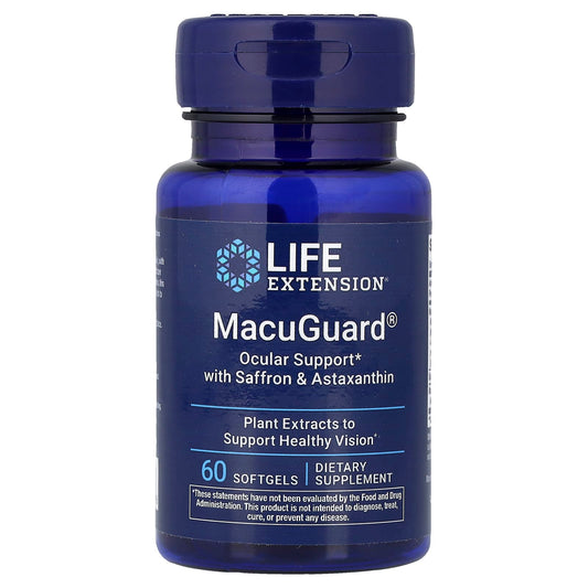 Life Extension MacuGuard Ocular Support with Saffron & Astaxanthin, 60 Softgels