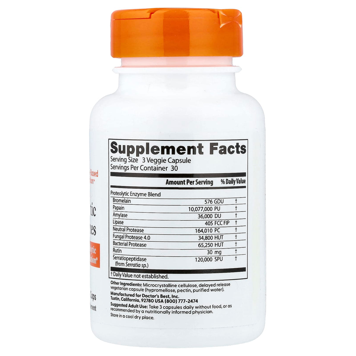 Doctor's Best Proteolytic Enzymes, 90 Delayed Release Veggie Caps — alternate product view