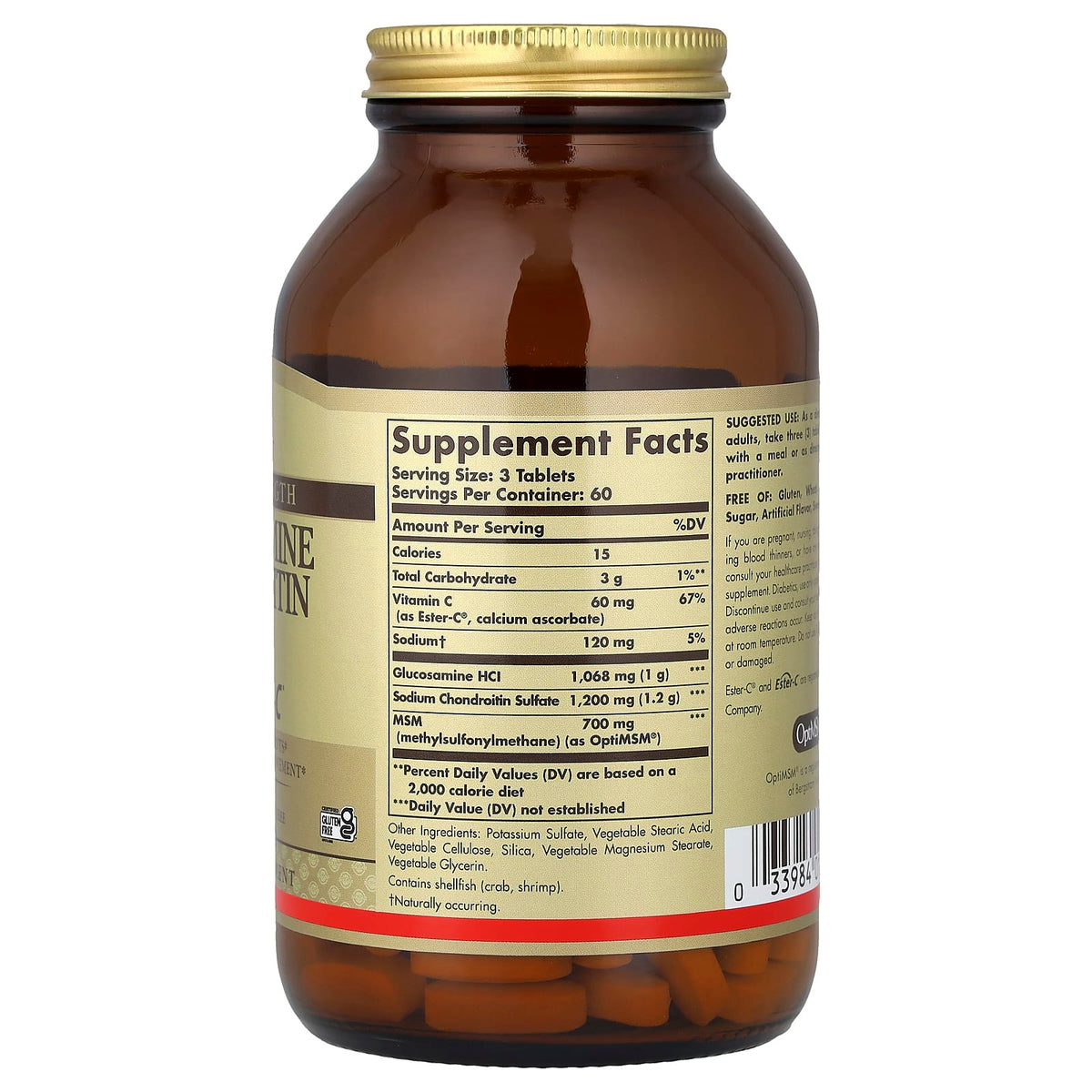 Solgar Glucosamine Chondroitin MSM with Ester-C, 180 Tablets — alternate product view