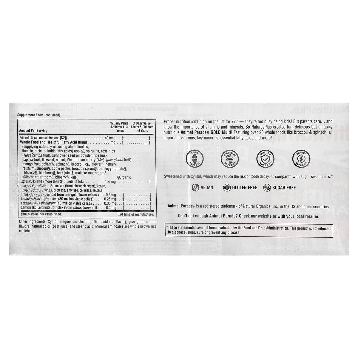 NaturesPlus Animal Parade Gold Children's Multivitamin, Cherry, 120 Chewables - view 3