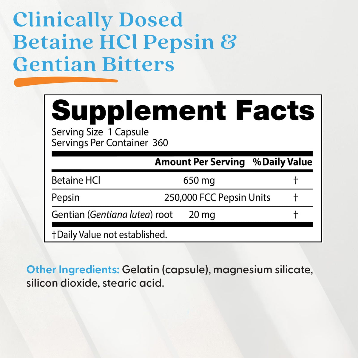 Doctor's Best Betaine HCl, Pepsin and Gentian Bitters 360 Capsules - view 4