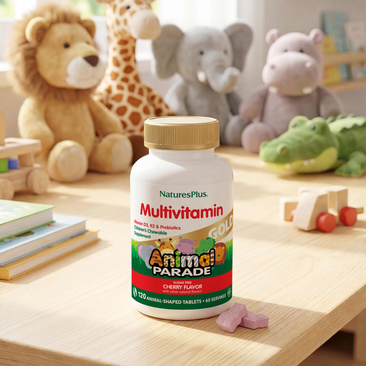 NaturesPlus Animal Parade Gold Children's Multivitamin, Cherry, 120 Chewables - view 6