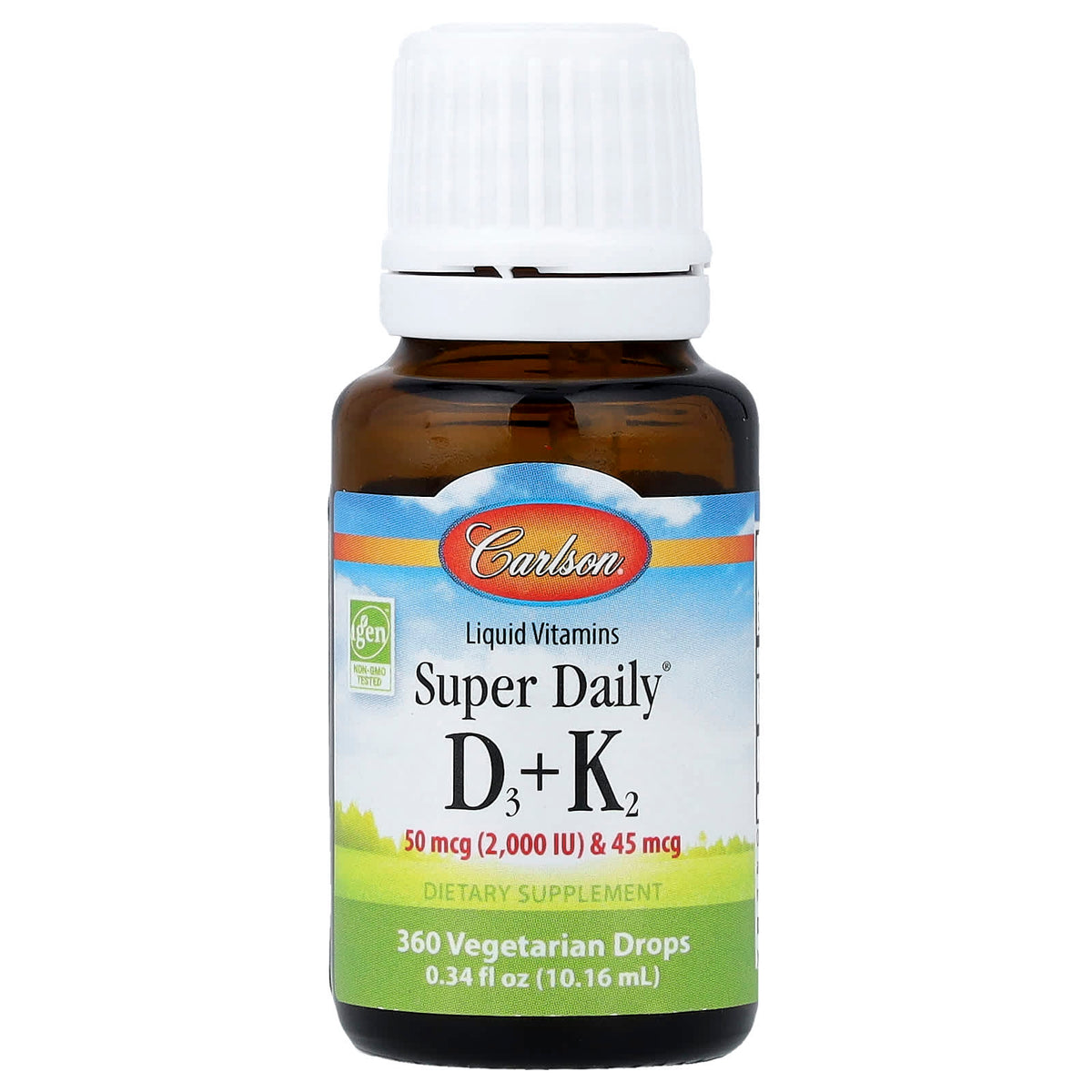 Carlson Super Daily D3 + K2 Drops, 50 mcg D3 & 45 mcg K2, 10.16 ml (0.34 fl oz) - view 3