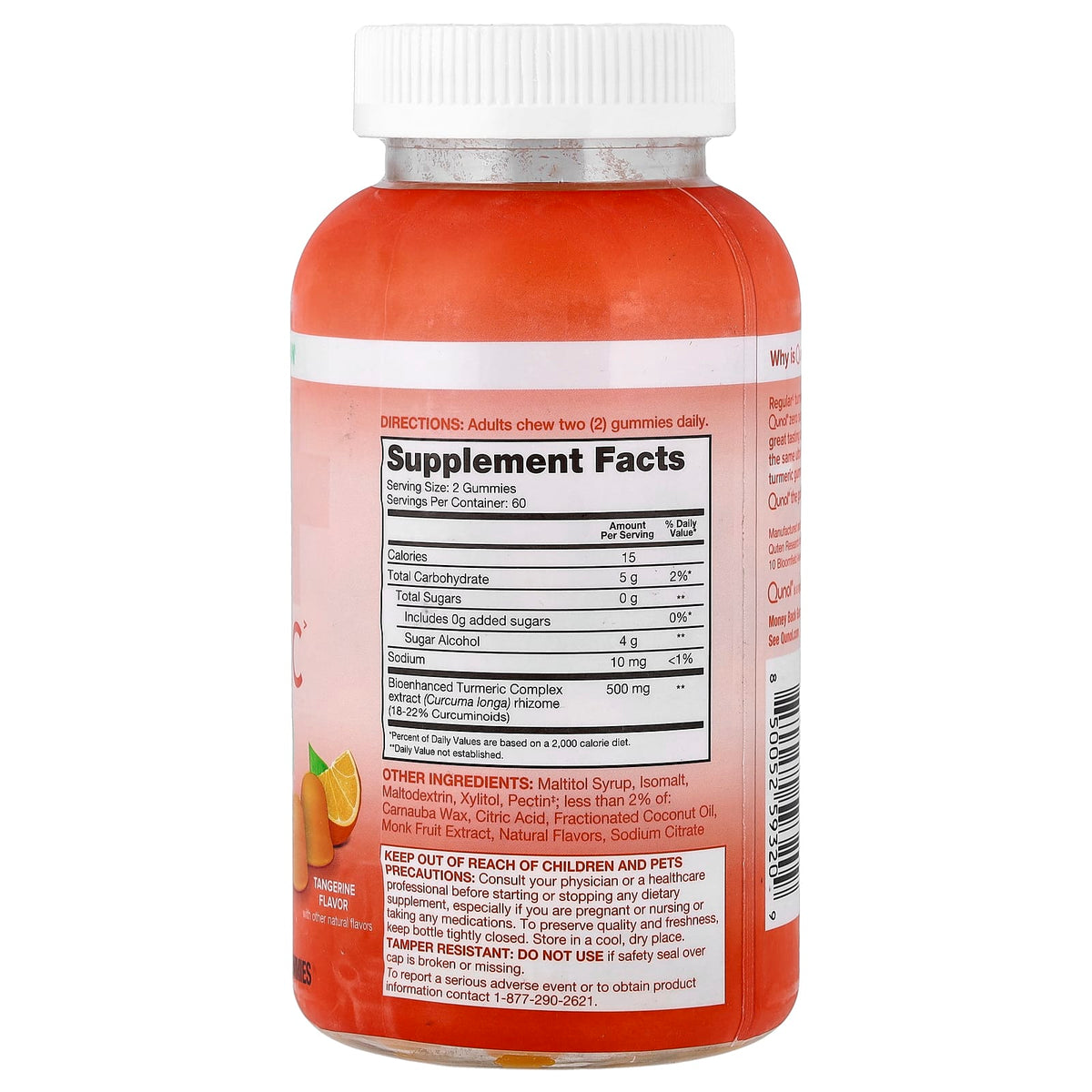 Qunol Turmeric Gummies, Tangerine, Zero Sugar, 120 Gummies - view 2