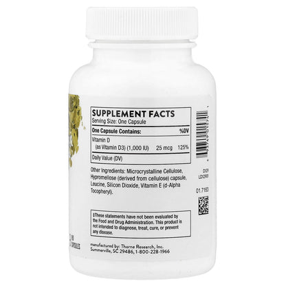 Thorne D-1,000 Vitamin D, 180 Capsules (25 mcg per Capsule) - view 2