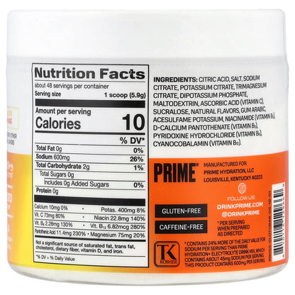Prime Hydration Rapid Rehydration Electrolyte Drink Mix Glacier Orange - 283 g - view 2