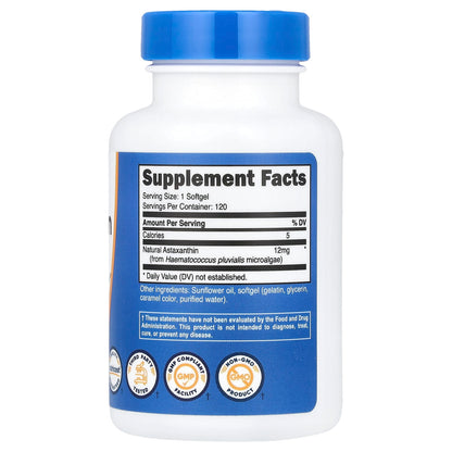 Nutricost Astaxanthin, 12 mg, 120 Softgels - view 2