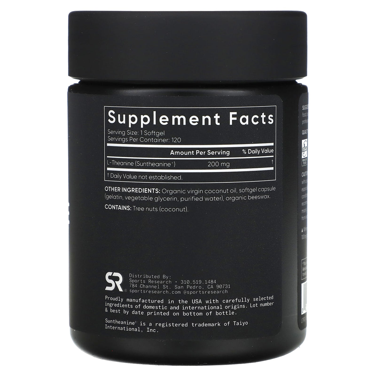 Sports Research L-Theanine 200 mg, 120 Softgels - view 2