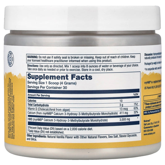 Solaray HMB + D3 Powder, Natural Vanilla, 4.2 oz (120 g) - view 2