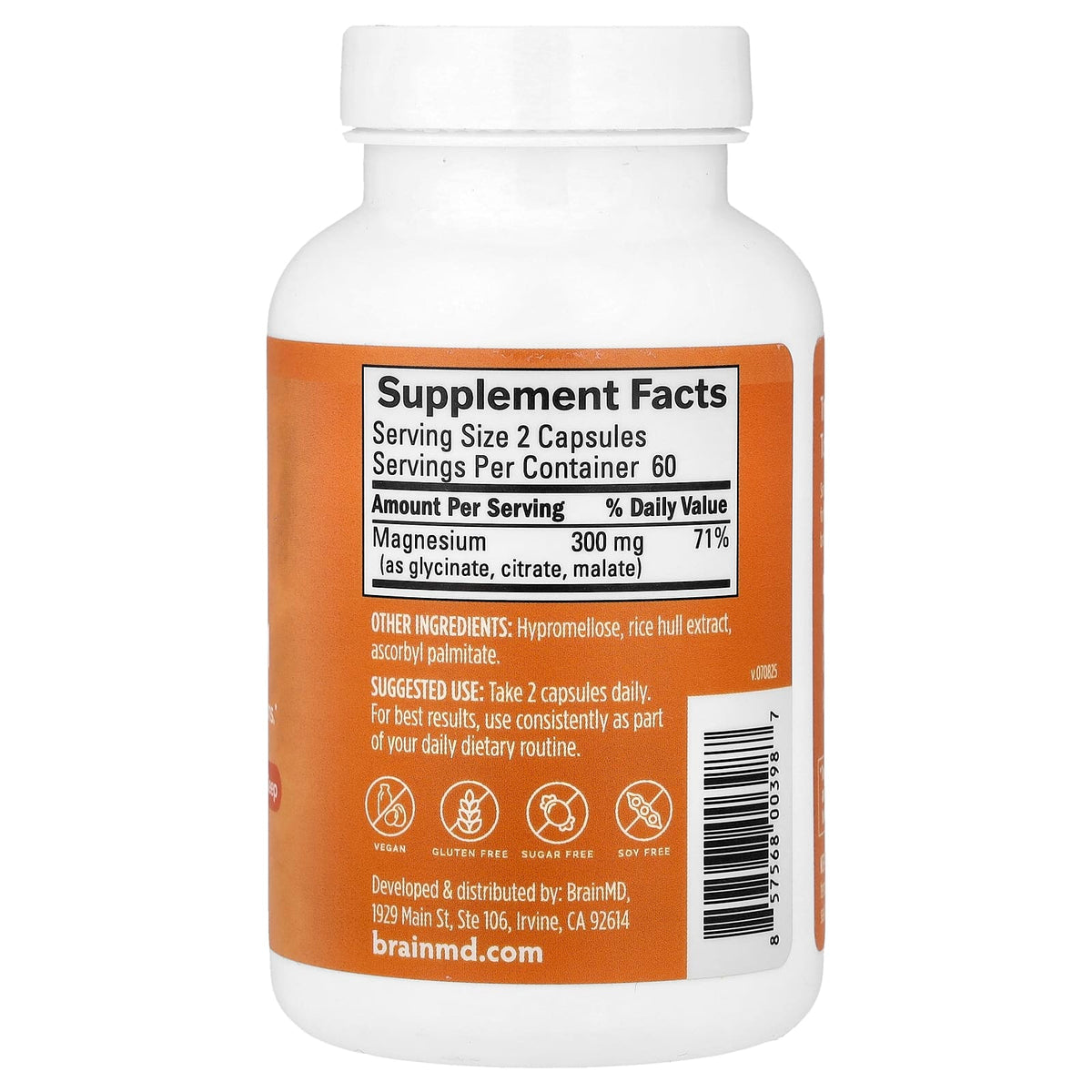 BrainMD Smart Magnesium, 120 Vegan Capsules (150 mg per Capsule) — alternate product view
