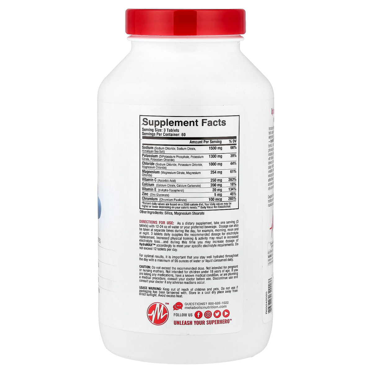 Metabolic Nutrition HydraMAX Max Potency Electrolyte Tablets, 180 Tablets — alternate product view