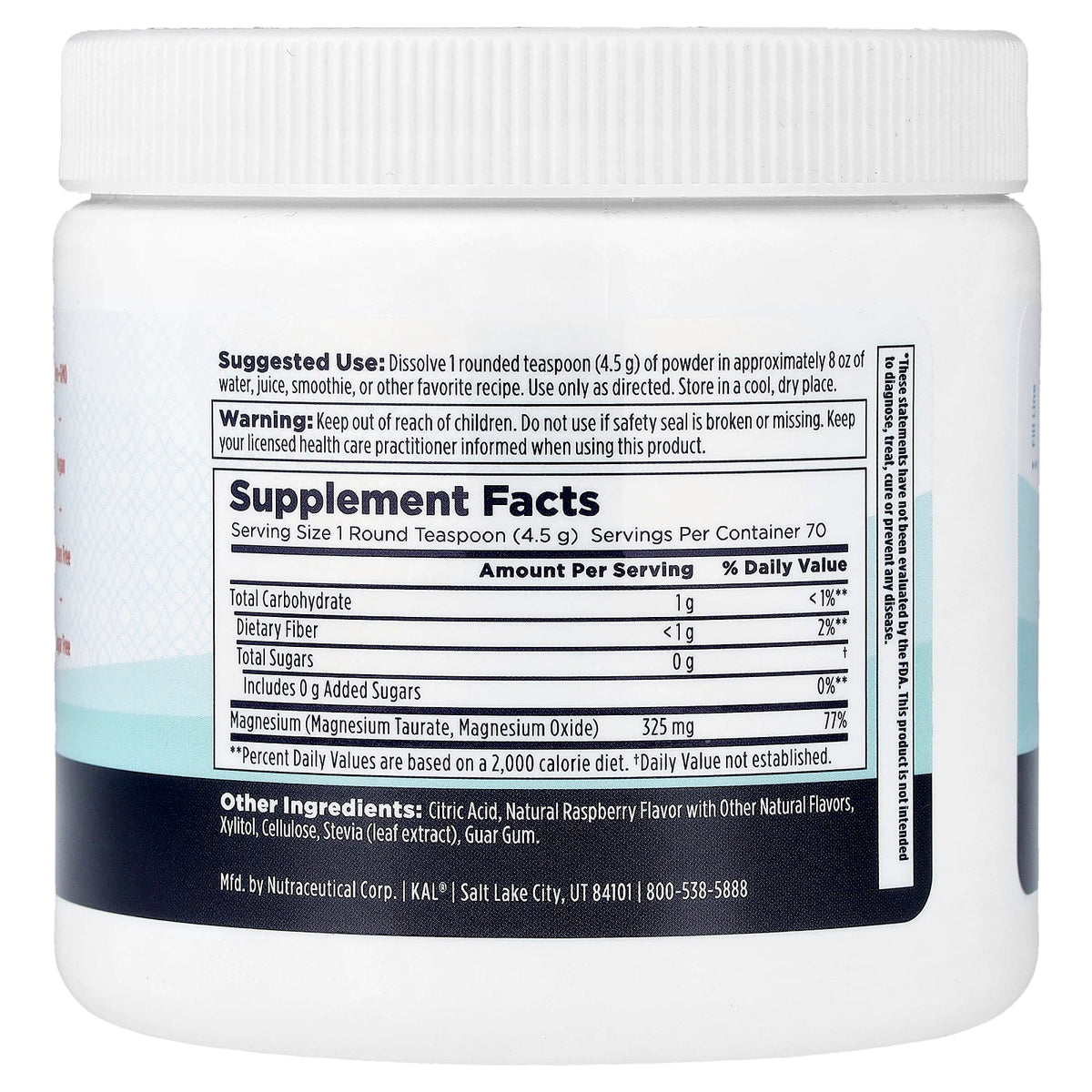 KAL Heart Magnesium Powder Red Raspberry 315 g (11 oz) — alternate product view