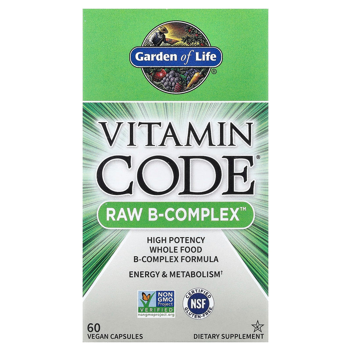Garden of Life Vitamin Code RAW B-Complex, 60 Vegan Capsules — product view