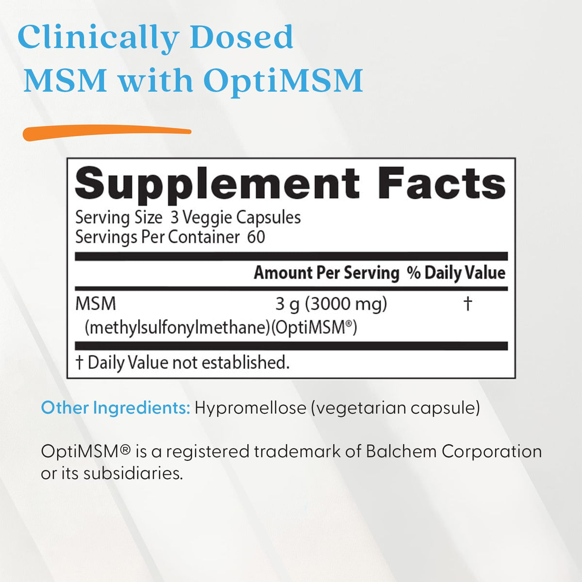 Doctor's Best MSM, 180 Veggie Caps (1,000 mg per Capsule) - view 4