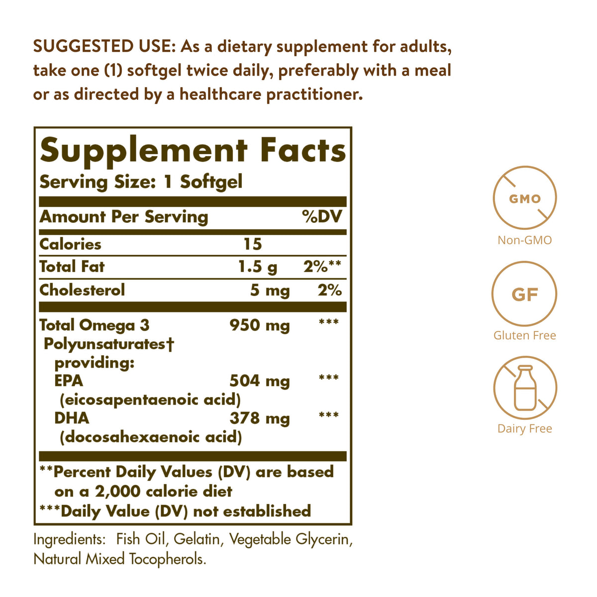 Solgar Omega-3 EPA & DHA Triple Strength 950 mg, 100 Softgels - view 5