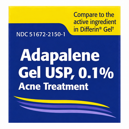 Close-up of the Taro Adapalene Gel 0.1% carton front label
