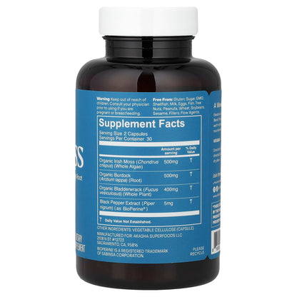 Akasha Superfoods Sea Moss with Bladderwrack & Burdock Root, 60 Vegan Capsules - view 2