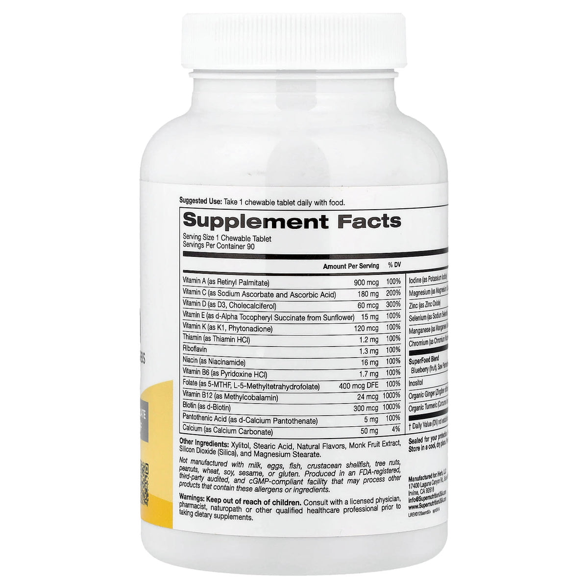 Super Nutrition SimplyOne 50+ Men Chewable Multivitamin 90 Tablets - view 2