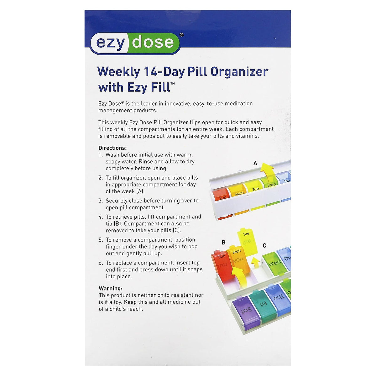 Ezy Dose Weekly 14-Day Pill Organiser with Ezy Fill — alternate product view