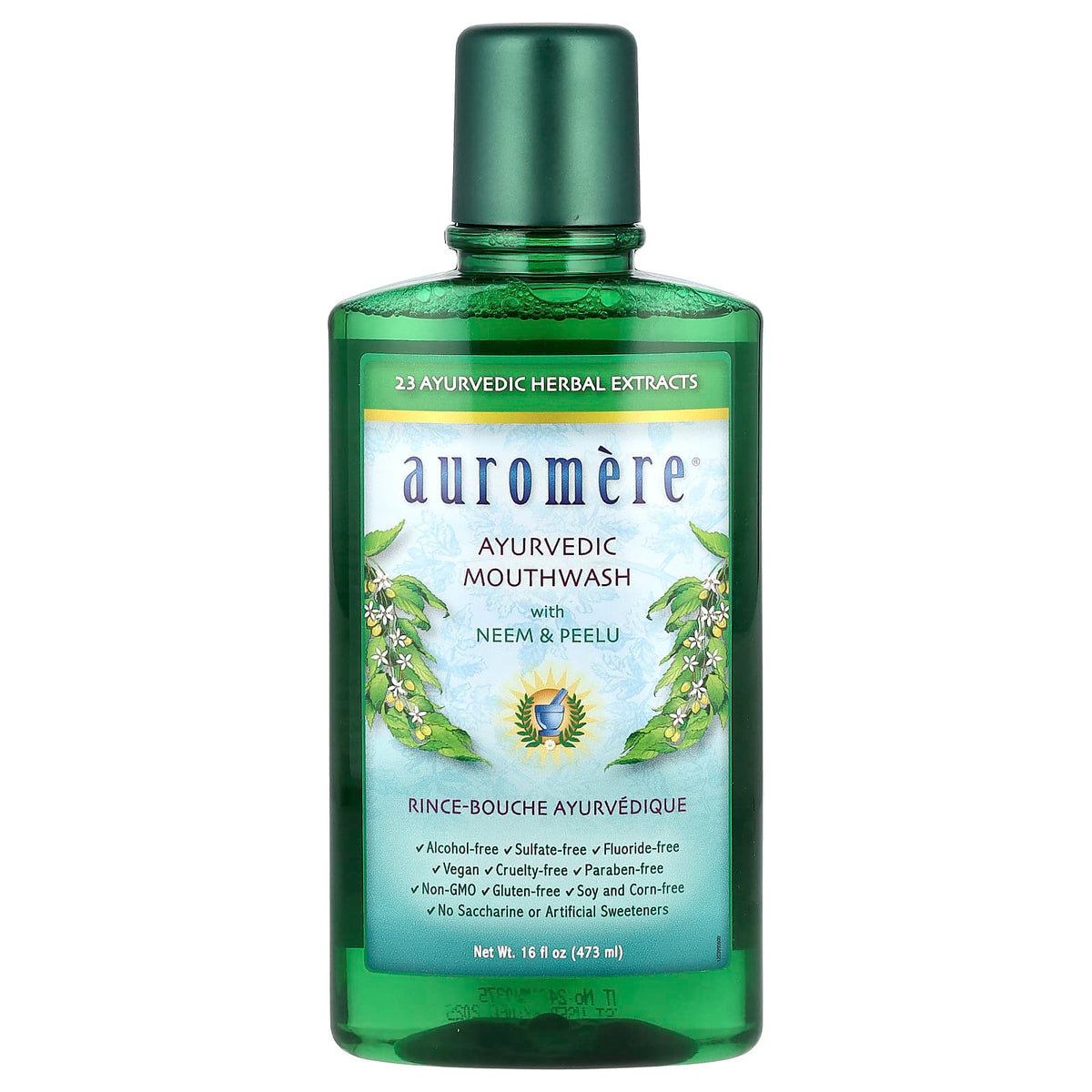 Auromere Ayurvedic Mouthwash with Neem & Peelu, Alcohol-Free, 473 ml (16 fl oz) — product view