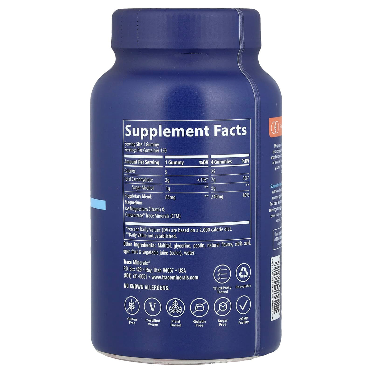 Trace Magnesium Gummies Mixed Berry 120 Gummies (85 mg Each) — alternate product view