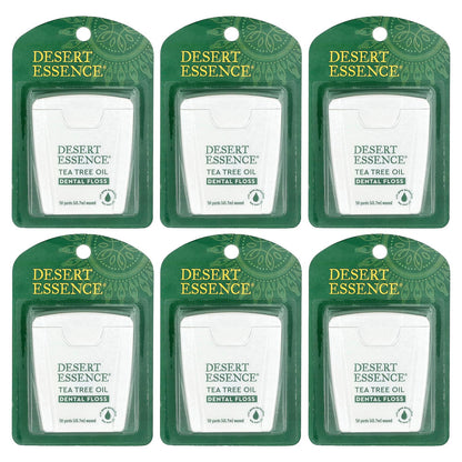 Desert Essence Waxed Dental Floss, Tea Tree Oil, 6 Count, 45.7 m (50 yd) Each