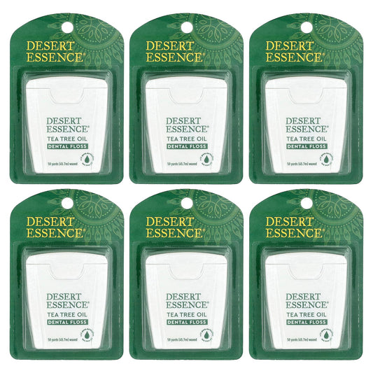Desert Essence Waxed Dental Floss, Tea Tree Oil, 6 Count, 45.7 m (50 yd) Each