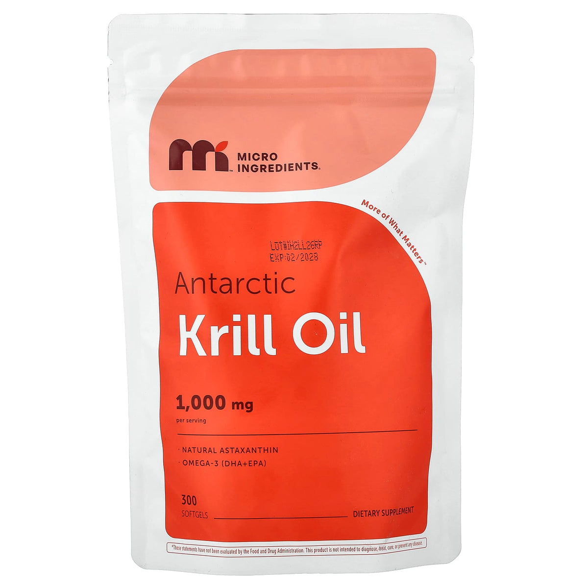 Micro Ingredients Antarctic Krill Oil, 300 Softgels (500 mg Each) — product view
